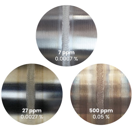 Weld seam with different residual oxygen levels